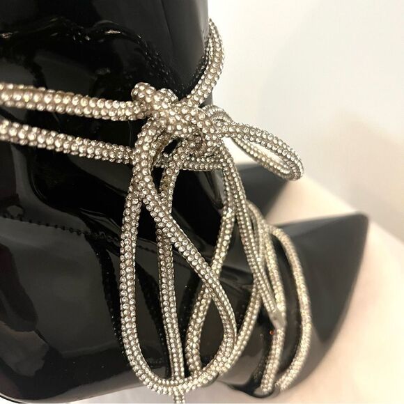 Azalea Wang Dripping‎ in Diamonds Patent Leather Booties Size 9, New without box - Picture 11 of 12